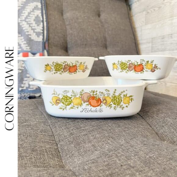 CORNINGWARE *Vintage* Spice O' Life 3 Pc. Casserole / Serving Set - Picture 1 of 13